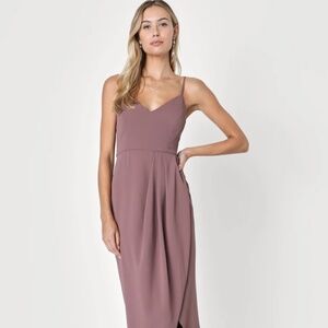 NWT Lulu’s Reinette Mauve Midi Dress